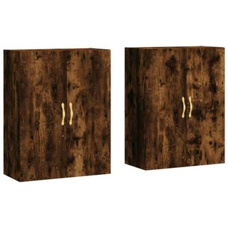 Berkfield Home Wall Mounted Cabinets 2 pcs Smoked Oak 69.5x34x90 cm in Brown