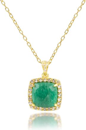 MAX + STONE 18k Gold Over Sterling Silver 5 Ct. 10x10mm Cushion Cut Gemstone Necklace