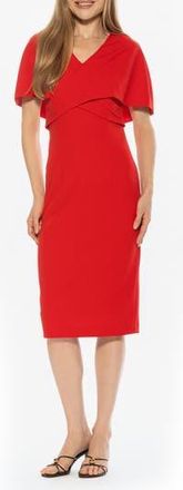 Alexia Admor Noor Wrap Bodice Midi Sheath Dress in Red at Nordstrom Rack, Size X-Large