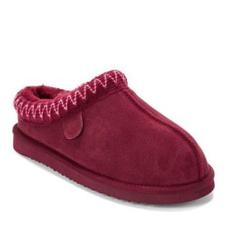 Dearfoams Fireside Greta Genuine Shearling Clog Slipper with Embroidery in Dark Red at Nordstrom, Size 10