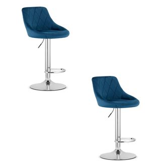 OEM Taburete Kast - Terciopelo Azul Marino / Base Cromada X 2