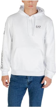 Emporio Armani Hoodie met EA7 Design - Heren - Hoodies - Wit - S - Katoen - Hoodies & sweatvesten