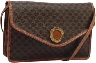 Celine Pre-owned Cross Body Bags, female, Brown, Size: ONE SIZE Pre-owned Vintage macadam circle logo shoulder bag