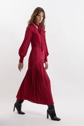 Karen Millen Womens Jersey Ponte Georgette Mix Midi Dress - Purple Viscose - Size X-Small