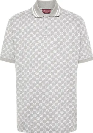 Gucci GG jacquard polo shirt - men - Cotton - L - Grey