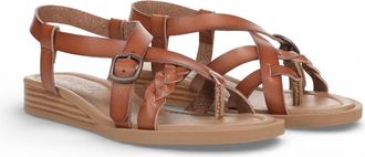 Blowfish Womens Scotch Tan Micro Wedge Strappy Sandals - April