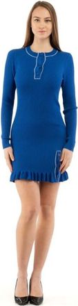 Moschino Jurken - Dames - Kleedjes - Blauw - S - Wol - Kleedjes