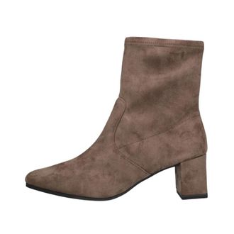 Stefano Lauran 25354 Enkellaarsjes - Dames - Laarzen met Hak - Beige - 37 EU - Su&egrave;de - Schoenen