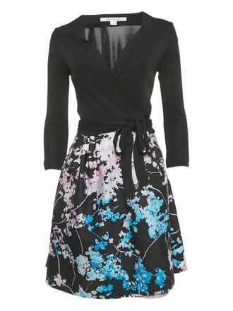 Diane Von Fürstenberg Wikkeljurk met bloemenprint - Zwart