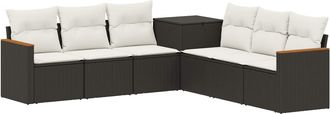 vidaXL Juego De Sof&aacute; 7 Uds. Negro Y Blanco Crema Vidaxl