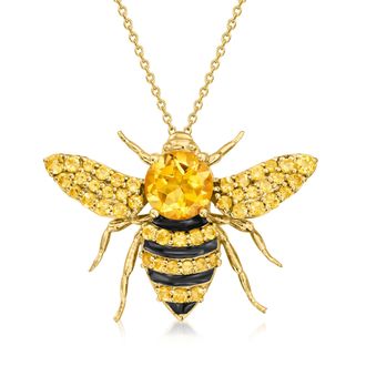 Ross-Simons Citrine Bumblebee Pin/Pendant Necklace in 18kt Gold Over Sterling