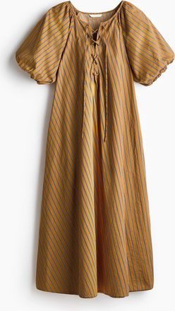 H&M Popelinekleid in A-Linie - Braun/Gestreift