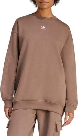 adidas Originals Essentials Oversize Crewneck Sweatshirt in Earth Strata at Nordstrom, Size X-Small