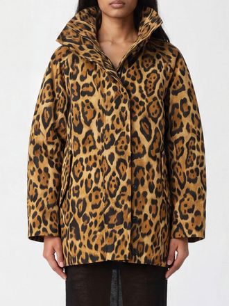 Alaia Cappotto corto monopetto in twill con stampa animalier stile safari
