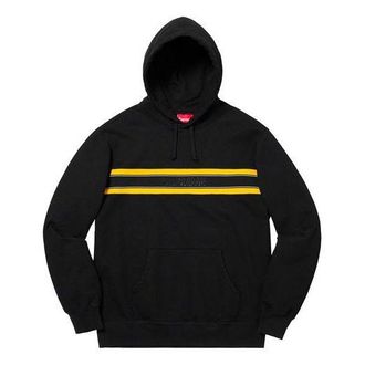 SUPREME SS19 Chest Stripe Logo Hooded Sweatshirt Black logo SUP-SS19-768