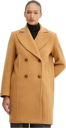 Patou Dubbele-breasted wollen jas - Dames - Mantel - Bruin - L - Wol - Jassen