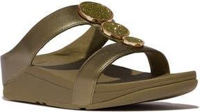 FitFlop Halo Rhinestone Pav&eacute; Wedge Sandal in Metallic Camo-Green at Nordstrom Rack, Size 9