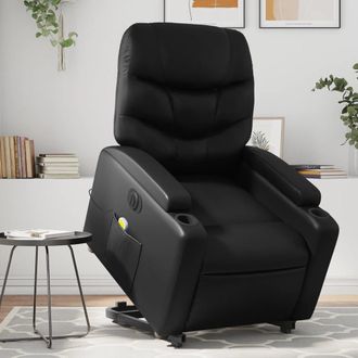 vidaXL Vidaxl - Sill&oacute;n De Masaje Elevable El&eacute;ctrico Cuero Sint&eacute;tico Negro