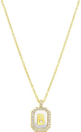 Adornia Crystal Mother of Pearl Initial Pendant Necklace in Gold-B at Nordstrom Rack