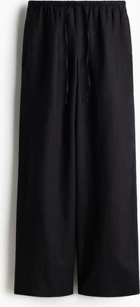 H&M Leinenhose mit Kordelzug - Schwarz