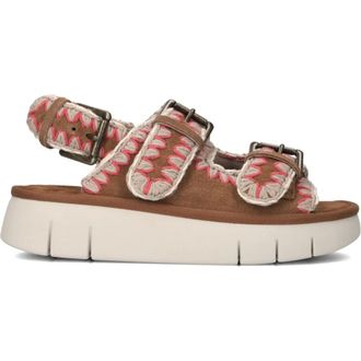 Mou Schoenen, Dames, Bruin, 38 EU, Leer, Cognac Leren Zomersandalen