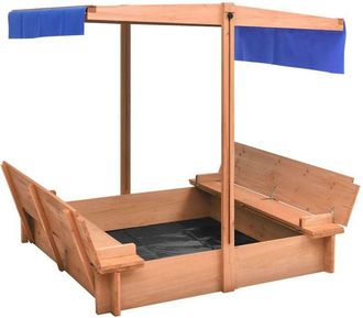 vidaXL Vidaxl - Arenero Con Techo De Madera De Abeto 112x112x112 Cm