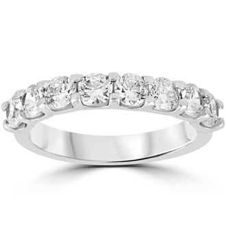 Pompeii3 1 1/2 Ct U Shape Prong Diamond Wedding Ring 14K White Gold Size Selectable