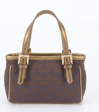 Anya Hindmarch Brown Leather Canvas Handbag Tote Bag (Pre-Owned)