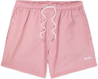 BOSS Boss Striped Logo-embroidery Seersucker Swim Shorts - Red - XL