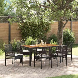 vidaXL Conjunto De Comedor De Jard&iacute;n 7 Pcs Negro Polirat&aacute;n Vidaxl