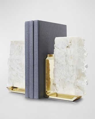 ANNA new york Fim Geo Quartz and Aluminum Bookends