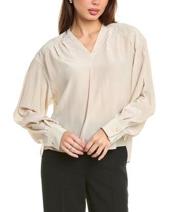 Brunello Cucinelli Beige Silk Womens Blouse
