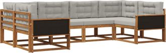 vidaXL Conjunto De Sof&aacute;s De Exterior 6 Uds. Natural Y Gris Claro Vidaxl