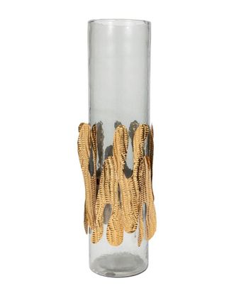 Sagebrook Home Glass 20In Candle Holder With Metal Detail