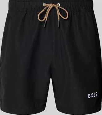 HUGO BOSS Badeshorts mit Label-Applikation Modell DOGFISH in Black, Gr&ouml;&szlig;e XXL
