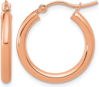 Diamond2Deal 14k Gold 2.5mm Round Shape Lightweight Tube Hoop Earrings