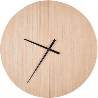Beliani Beliani - Reloj De Pared Cl&aacute;sico Con Forma Oval Hecho En Mdf Acabado Madera Clara 60 Cm Cabic