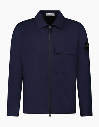 Stone Island Mens Stone Island Zip Panama Cotton Overshirt in Navy - Size: 38/Regular