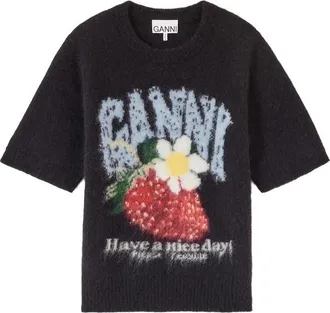 Ganni Strawberry-intarsia Sweater