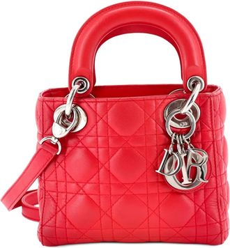 Dior Lady Dior Chain Bag Cannage Quilt Lambskin Mini satchel - Rood