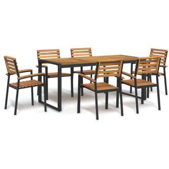 vidaXL Juego De Comedor De Jard&iacute;n 7 Pzas Madera Maciza Acacia Y Metal Vidaxl