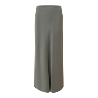 Brunello Cucinelli Brunello Cucinelli, Maxi Skirts, female, Green, Size: L Fluid Bias-Cut Satin Cady Skirt