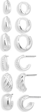 Nordstrom Rack 6-Pack Huggie Hoop Earrings in Silver at Nordstrom Rack