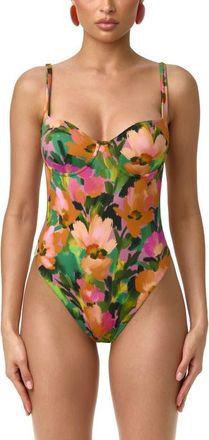Naked Wardrobe Print Tank Bodysuit in Secret Garden at Nordstrom, Size X-Large