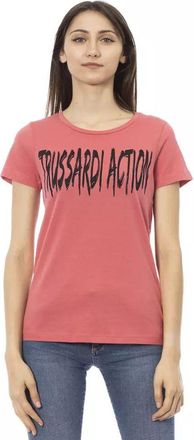 Trussardi Womens Short Sleeve Crew Neck Tee - Light Pink Cotton - Size X-Small