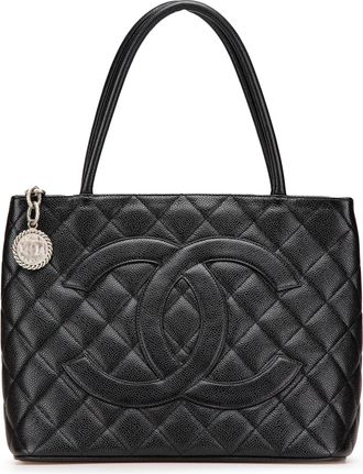 Chanel Pre-owned Womens Quilted Caviar Leather Tote - Black - One Size