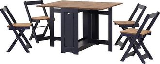 Seconique SANTOS BUTTERFLY DINING SET (X4 CHAIRS) - NAVY BLUE/DISTRESSED WAXED PINE - SECONIQUE | TJ Hughes Blue