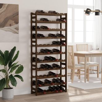 Berkfield Home Wine Rack for 77 Bottles Brown Solid Wood Pine
