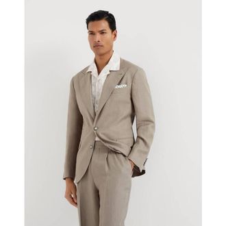 Brunello Cucinelli Mens Sage Linen Two Button Blazer, Size 48