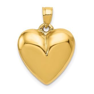 Diamond2Deal 14k Yellow Gold Polished 3-D Puffed Heart Pendant